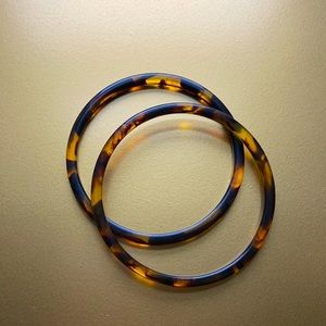 Pair of Acrylic Tortoise Shell Bangle Bracelets